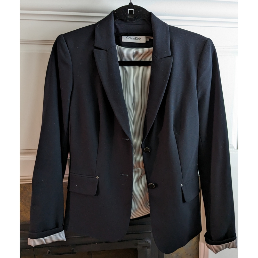 Navy Calvin Klein suit jacket